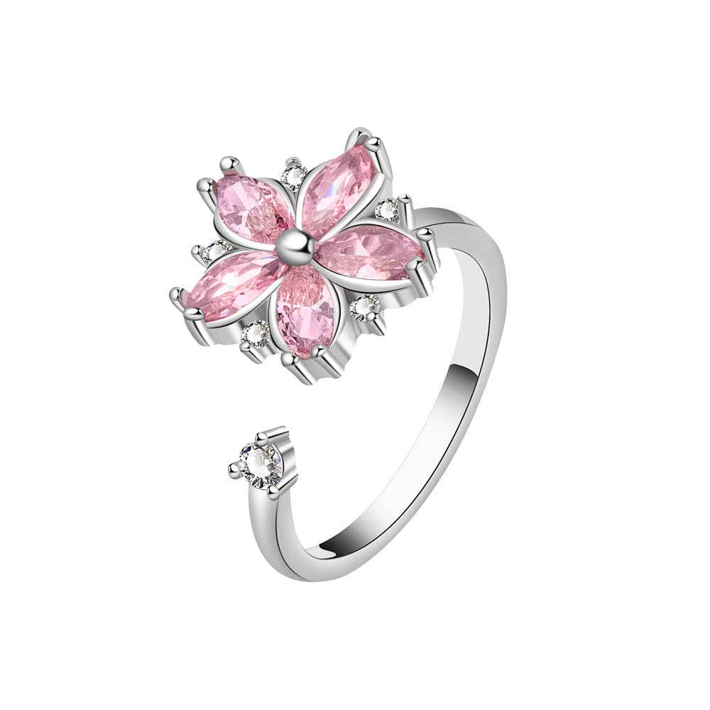 Cherry Blossom Flower Fidget Spinner Ring
