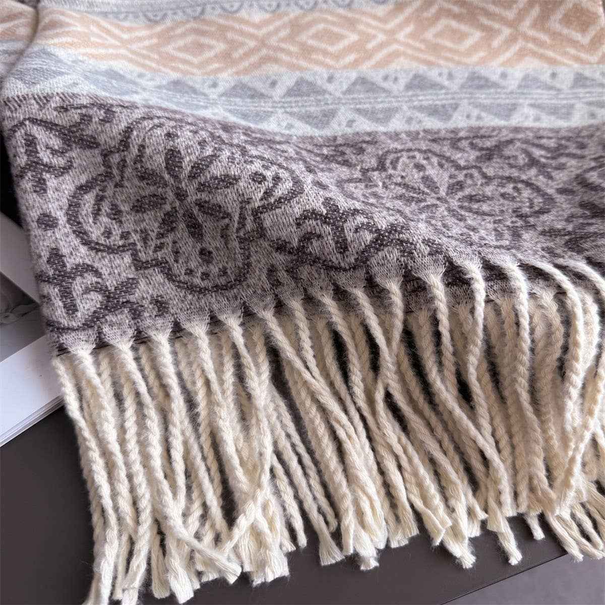 Classic Cashmere Feel Soft Warm Tassel Scarf