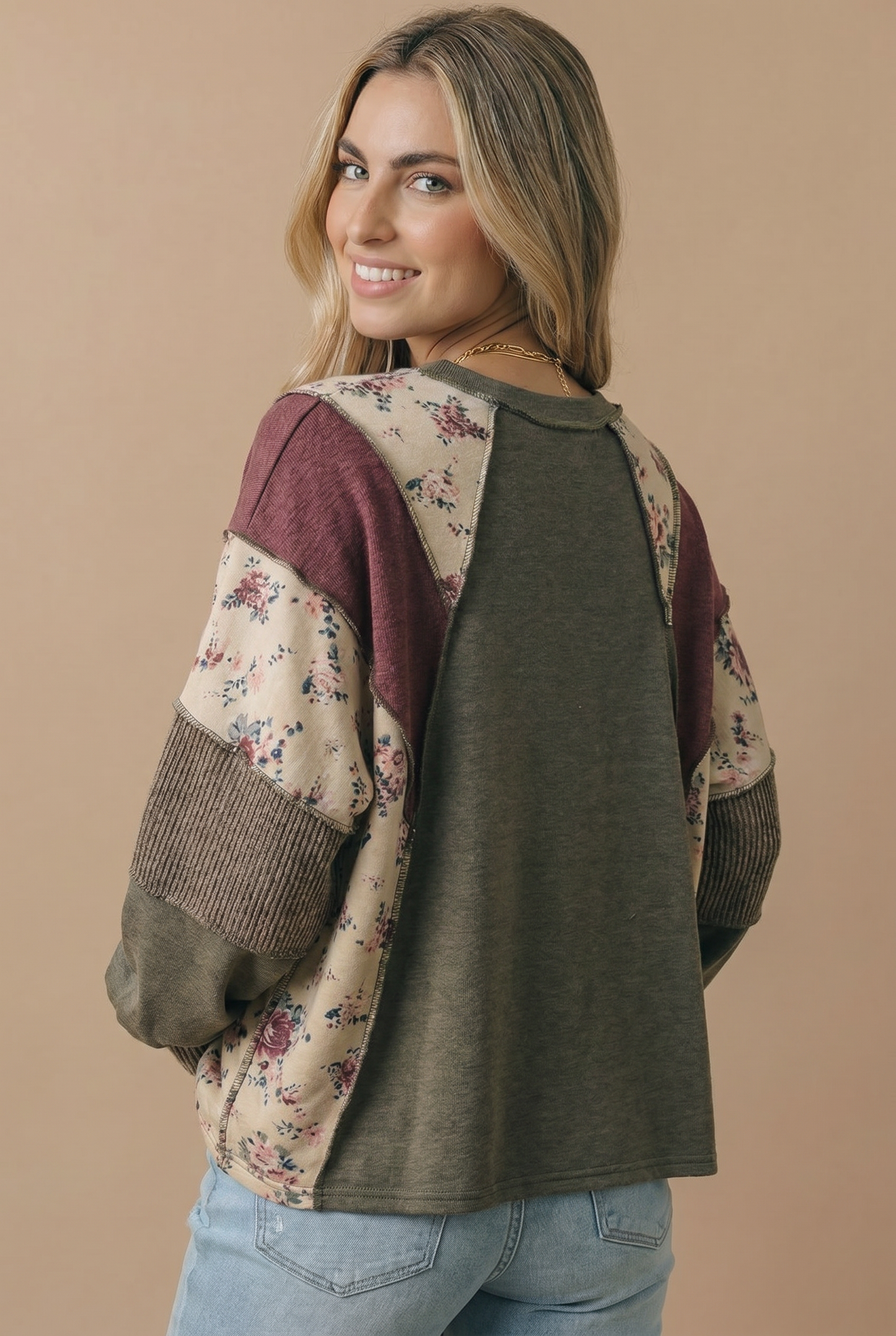Mixed Media Patchwork Pullover Top