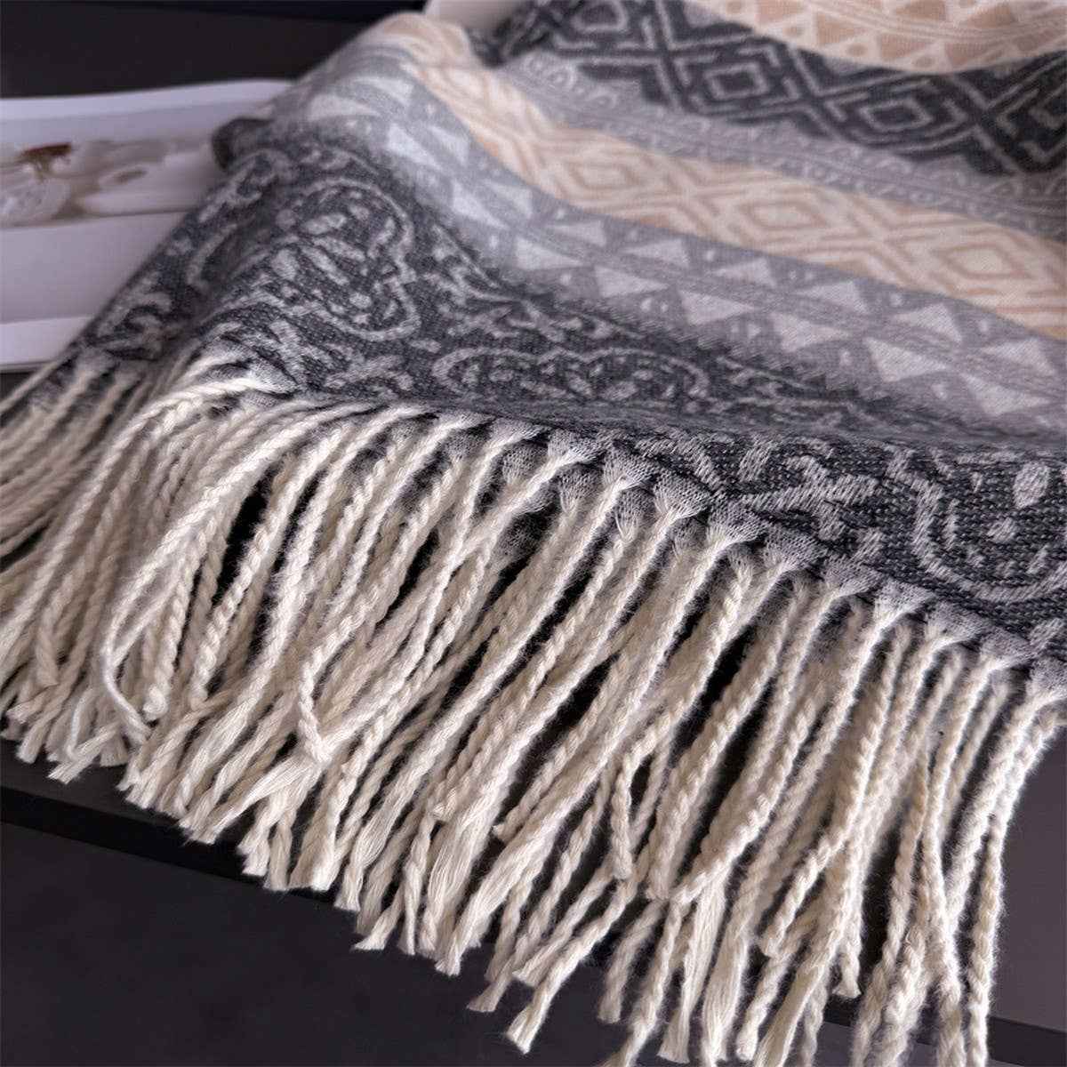 Classic Cashmere Feel Soft Warm Tassel Scarf