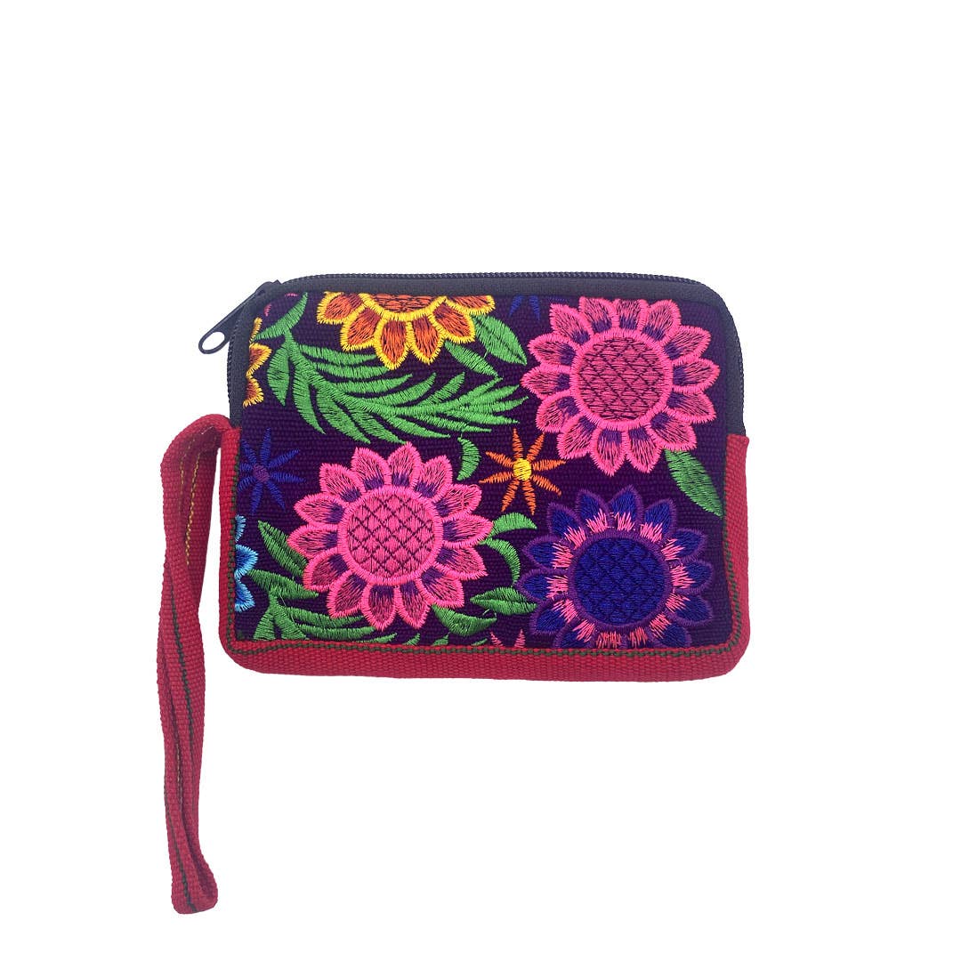 Floral Embroidered Wristlet