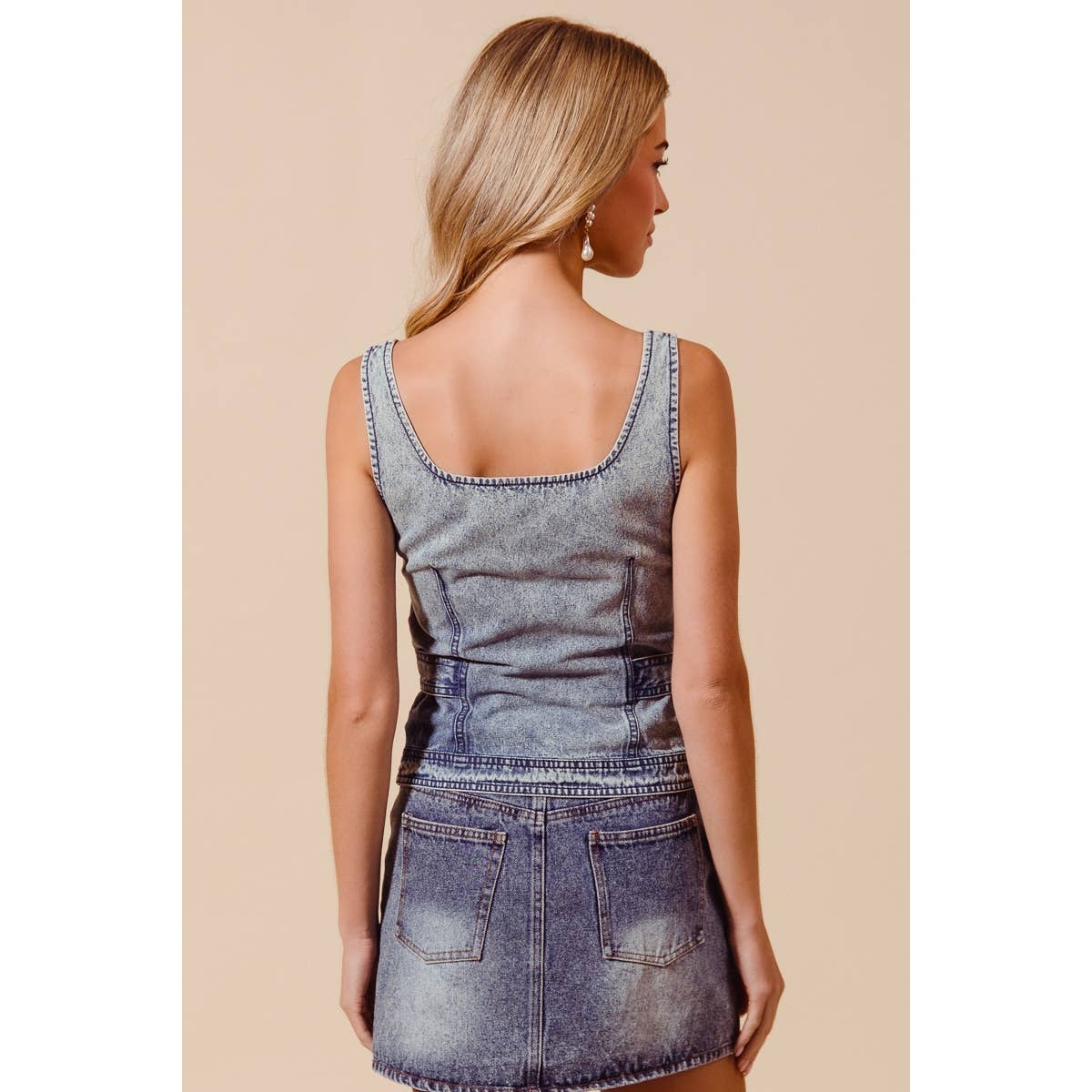 Zip Up Denim Tank