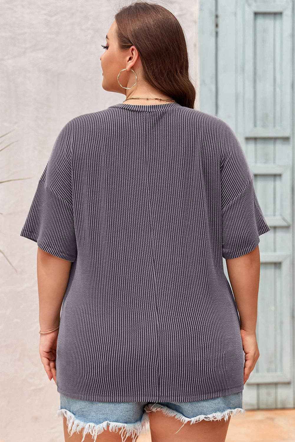 Textured V-Neck Plus T-Shirt