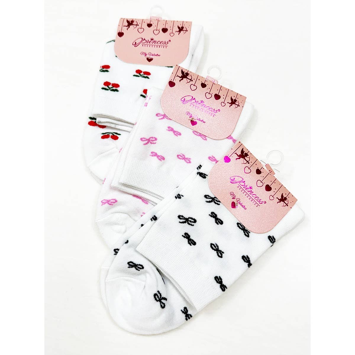 Bow and Cherry Print Everyday Socks - Threads Boutique