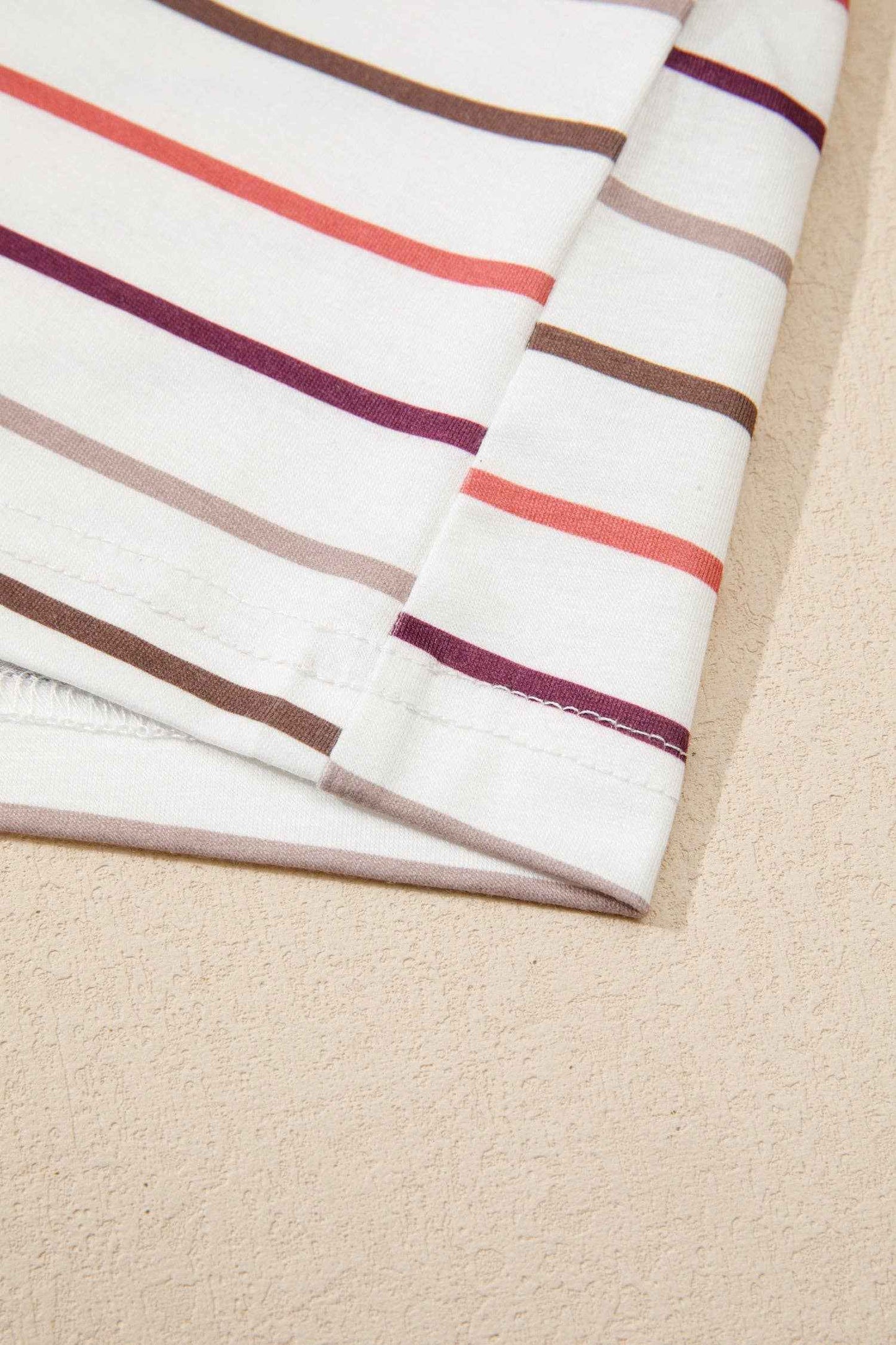 White Stripe V Neck Casual Tee