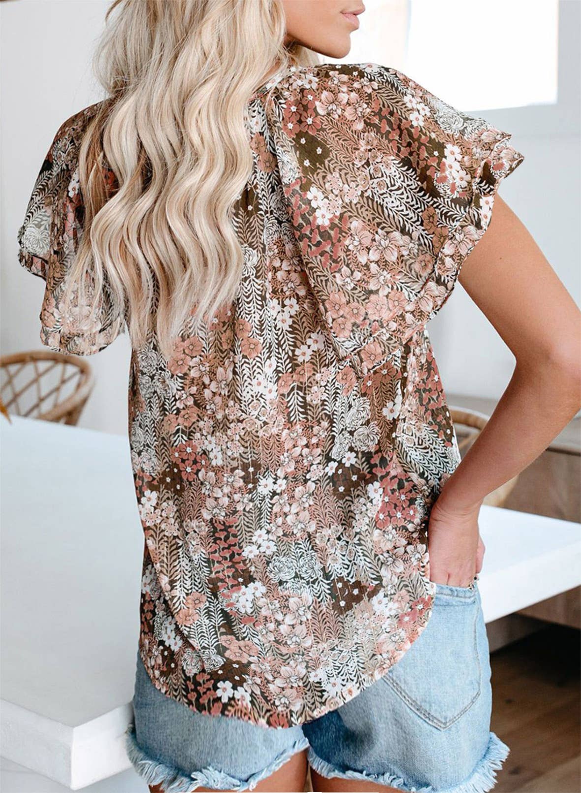 Floral V Neck