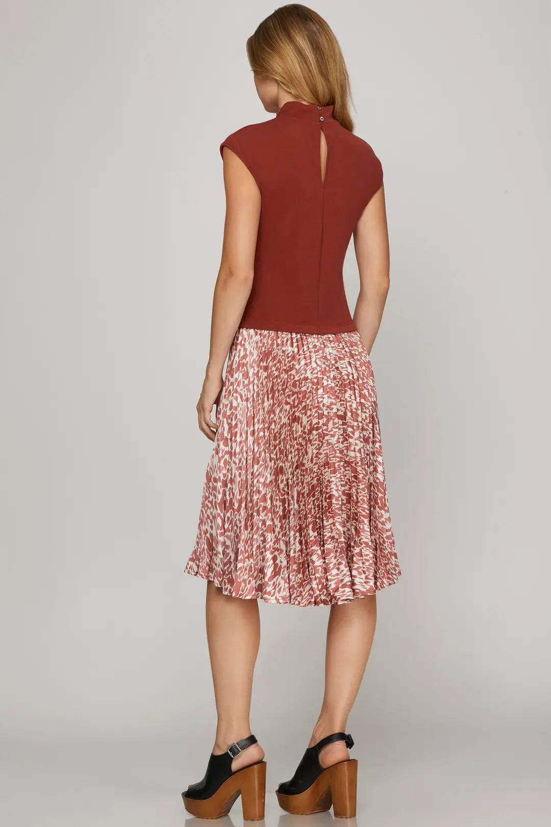Brita Mock Neck Midi Dress