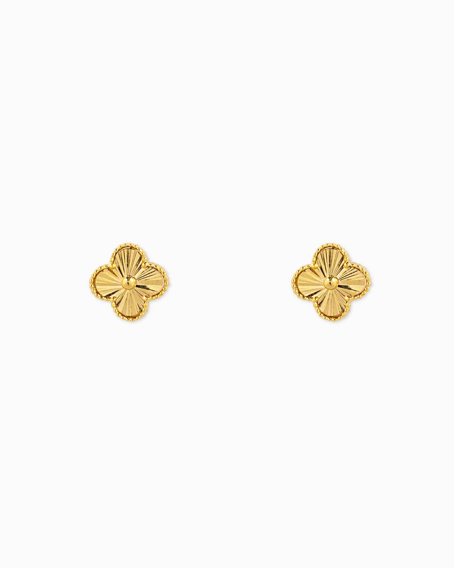 Sunburst Cut Clover Earrings