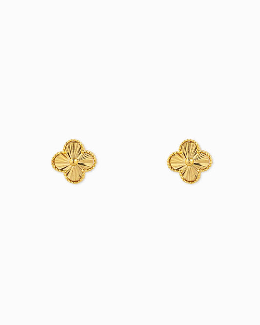 Sunburst Cut Clover Earrings