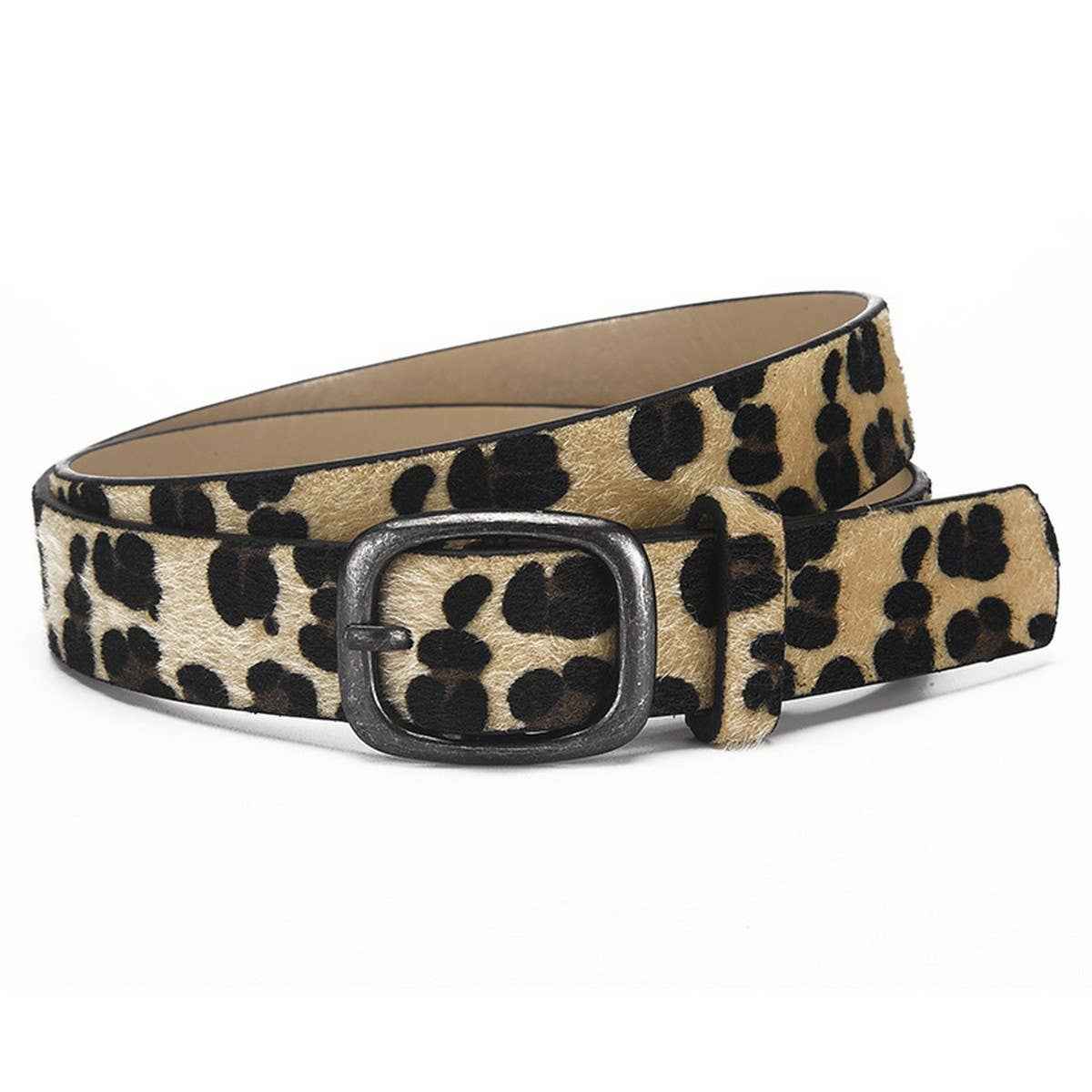NINEXIS - CWABE01260_LEOPARD PRINT SQUARE BUCKLE BELT FOR WOMEN