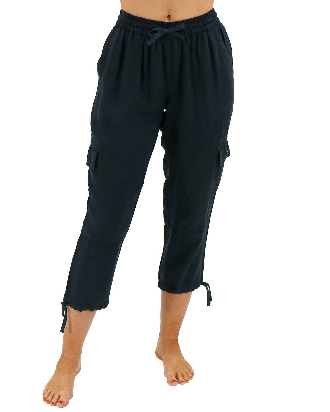 Cropped Cargo Pants in Black