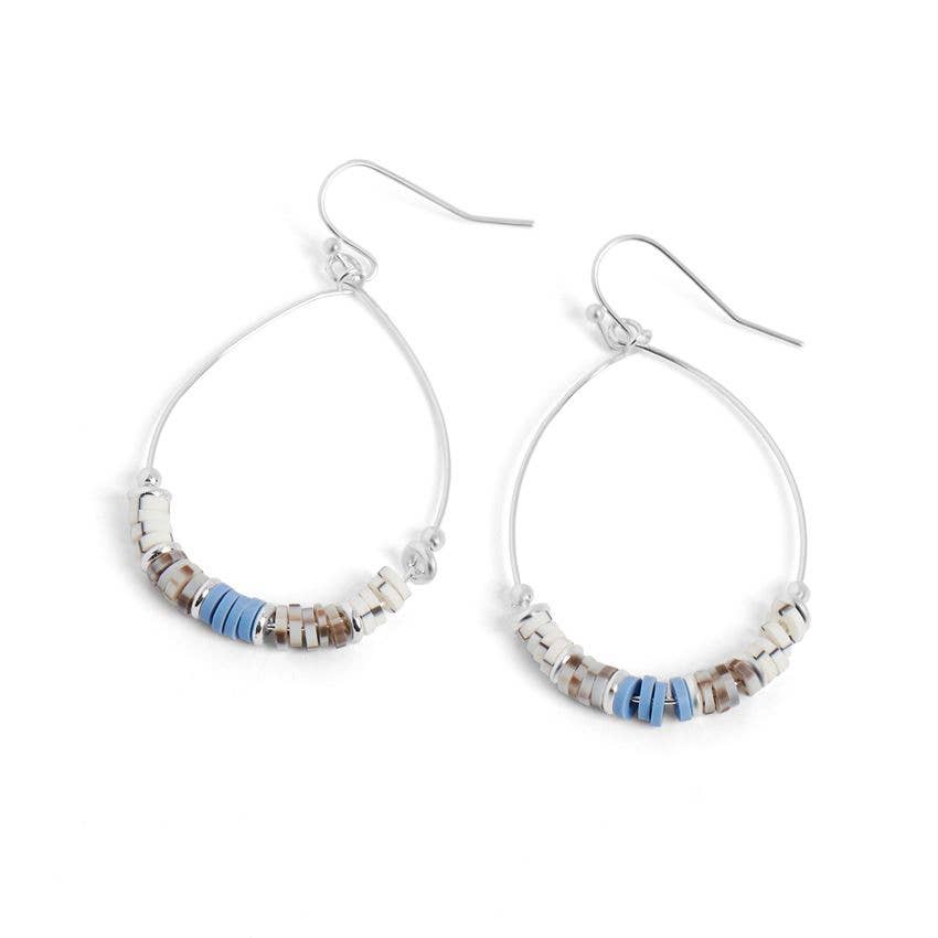 Silver Heishi Hoop Earrings