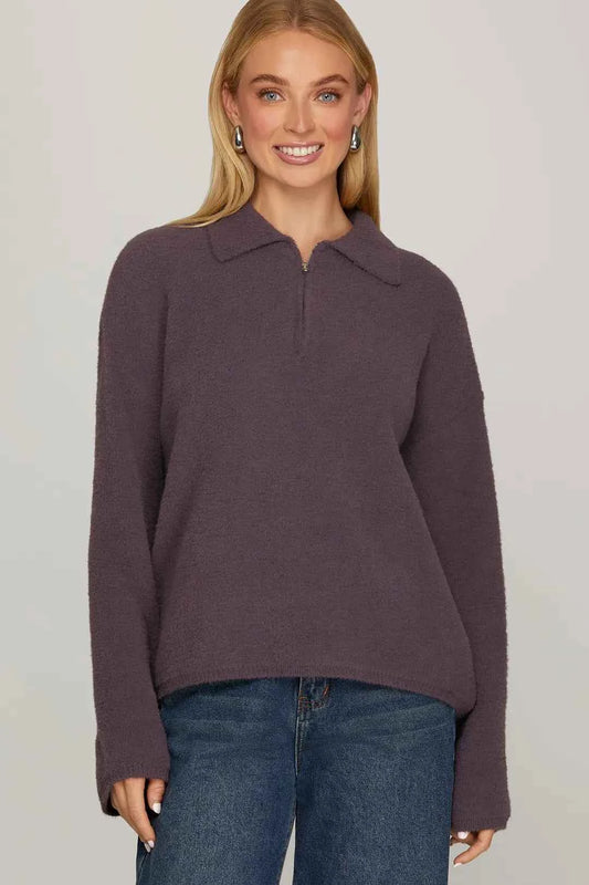 Bali Half Zip Fuzzy Sweater