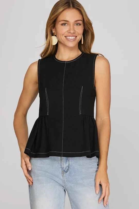 Darcy Peplum Back Zip Top