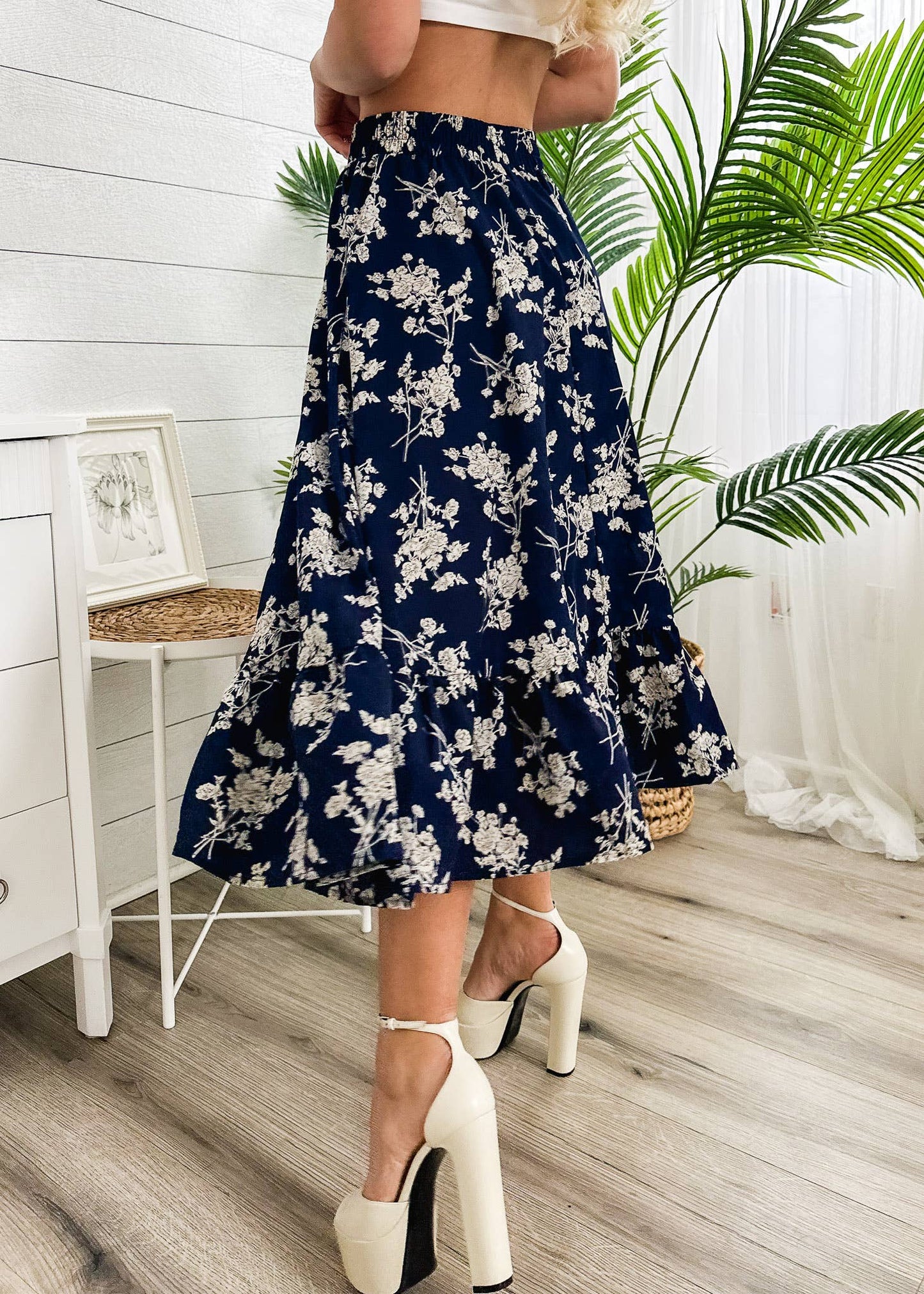 Floral Print Midi Skirt