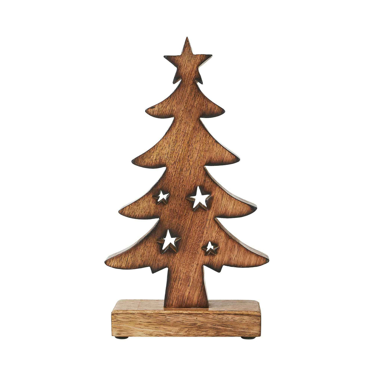 Christmas Tree Two-Toned White Wooden Figurine 10in