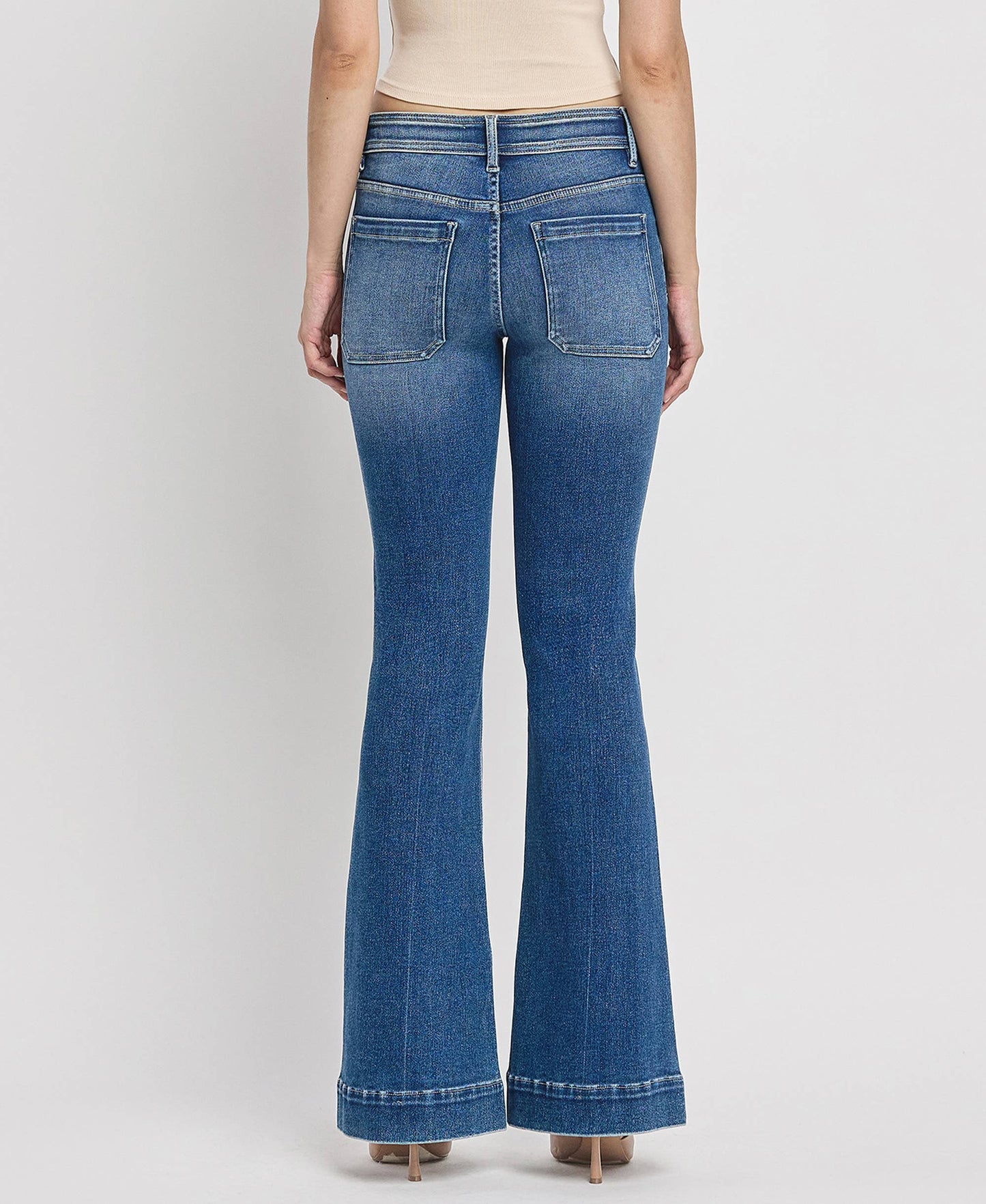 Vervet Mid Rise Trouser Hem Flare Jean