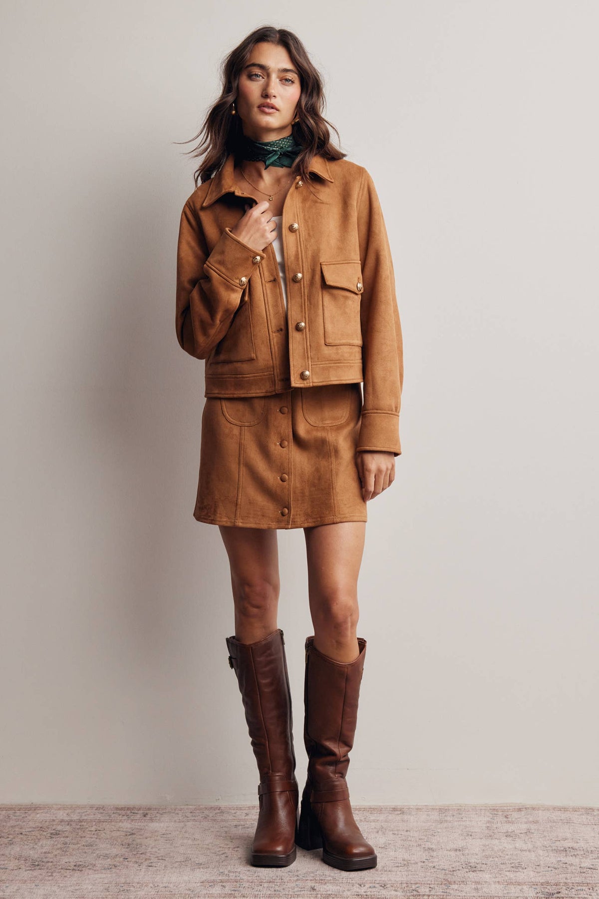 Maggie Suede Button Front Skirt