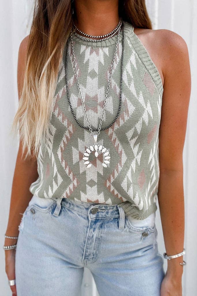 Aztec Crewneck Sweater Tank