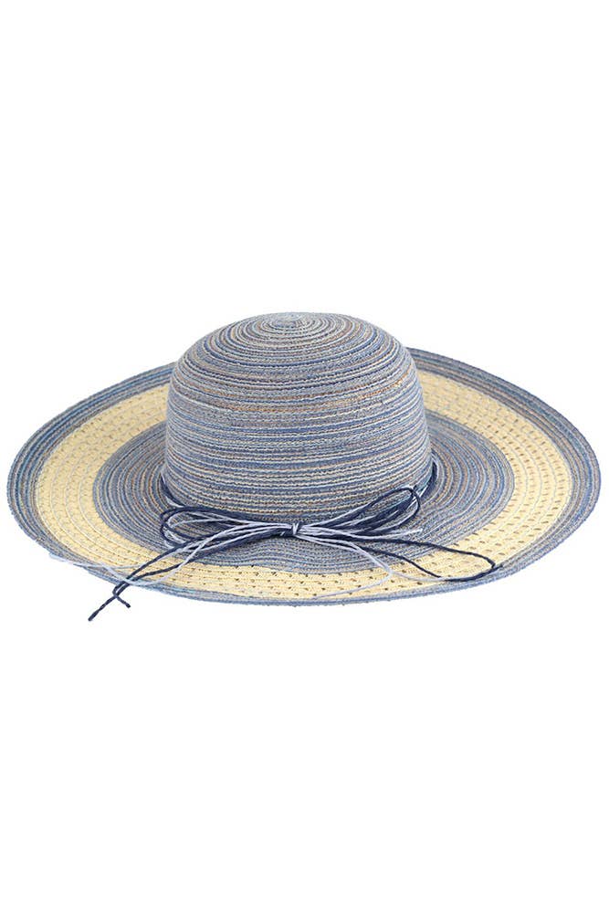 Mixed Color Straw Two Tone String Sun Hat