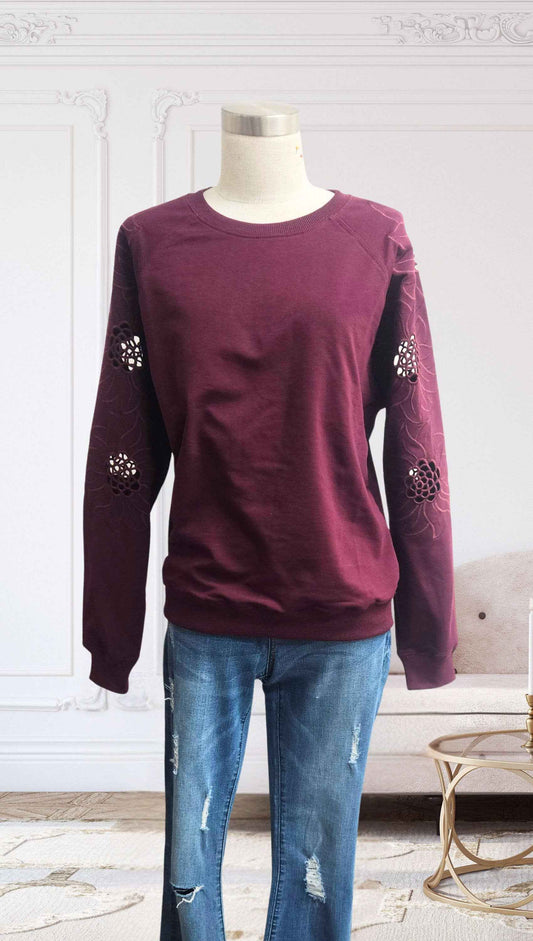 Knit Pullover With Embroidery Sleeve