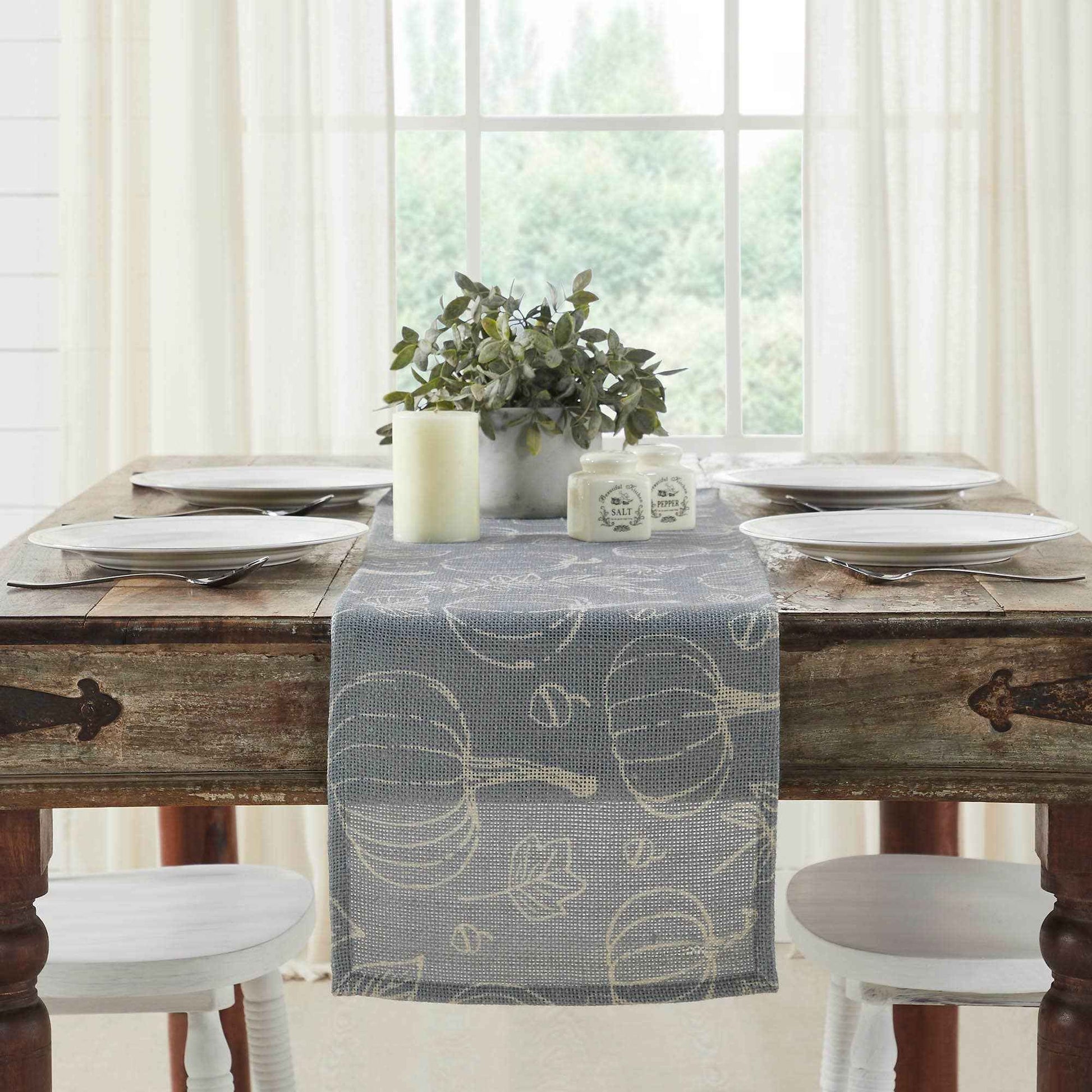 Autumn Harvest Grey Pumpkin 12x48 Table Runner
