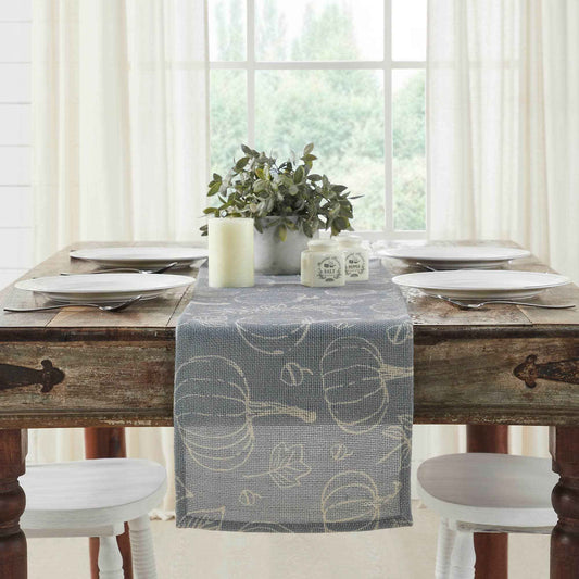 Autumn Harvest Grey Pumpkin 12x48 Table Runner