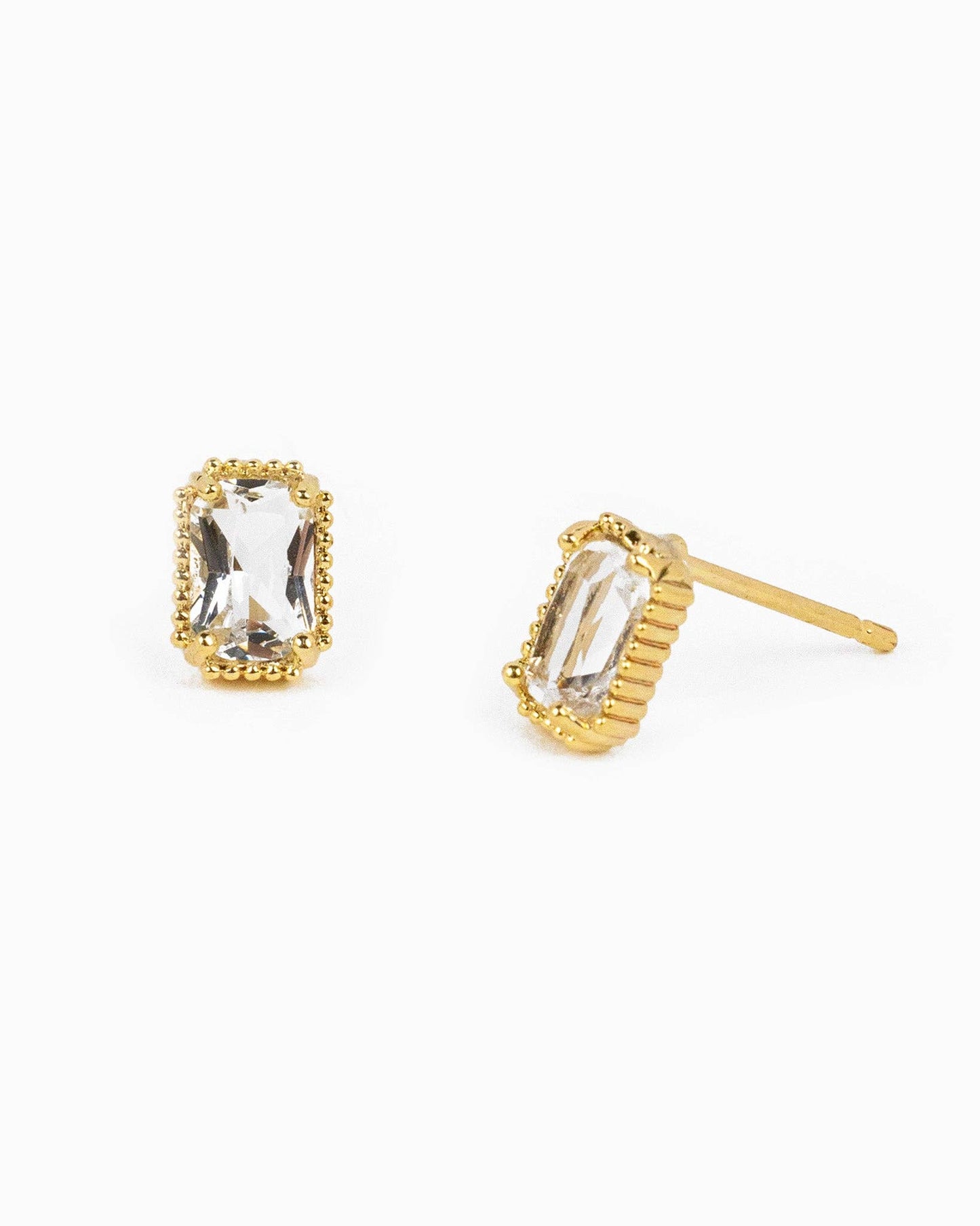 Vintage Style Baguette CZ Post Earrings