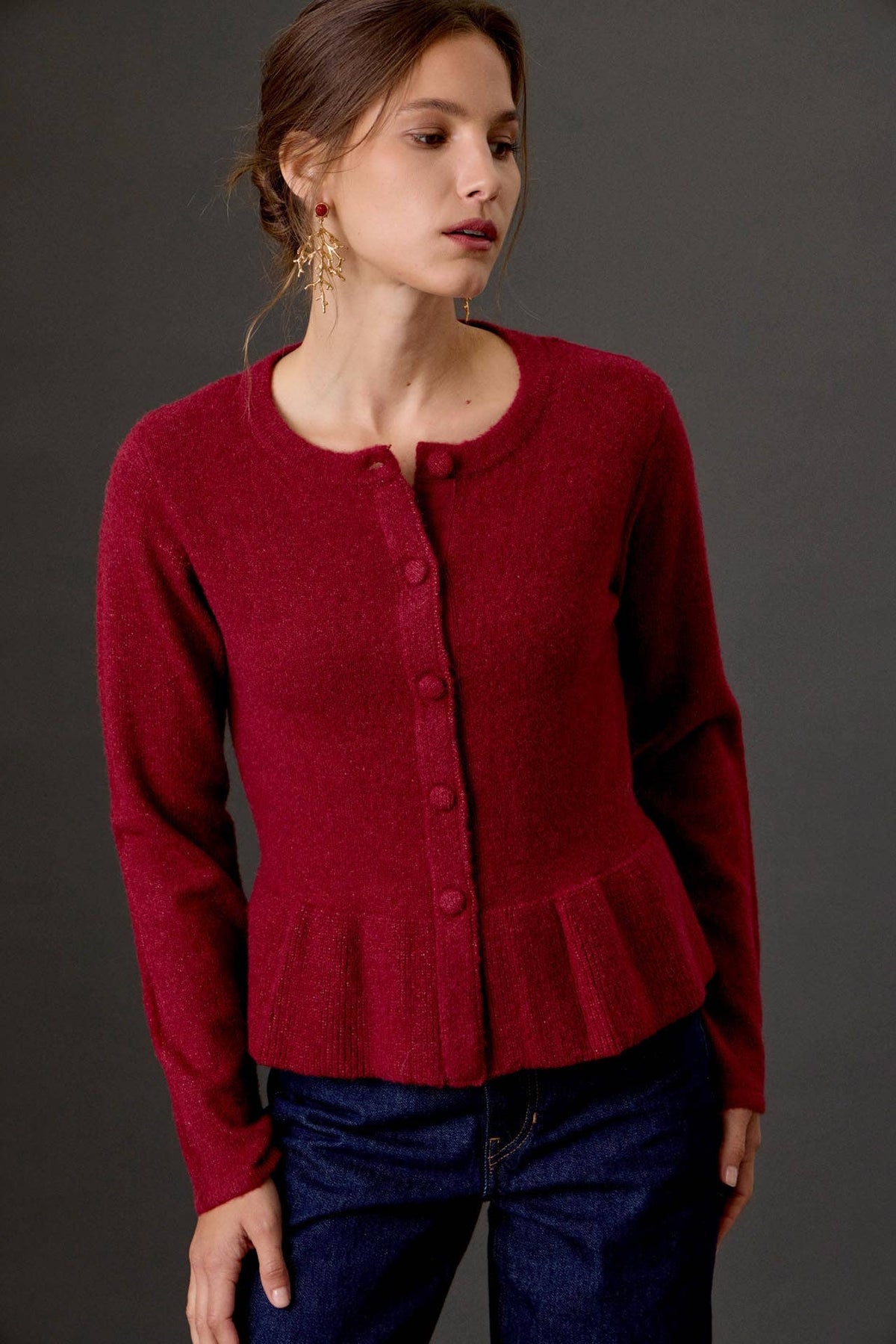 Peplum Knit Cardigan