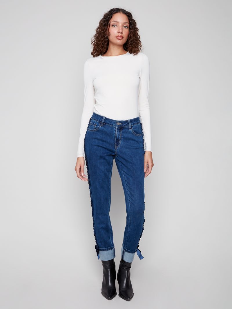 Slim Leg Ribbon Jeans