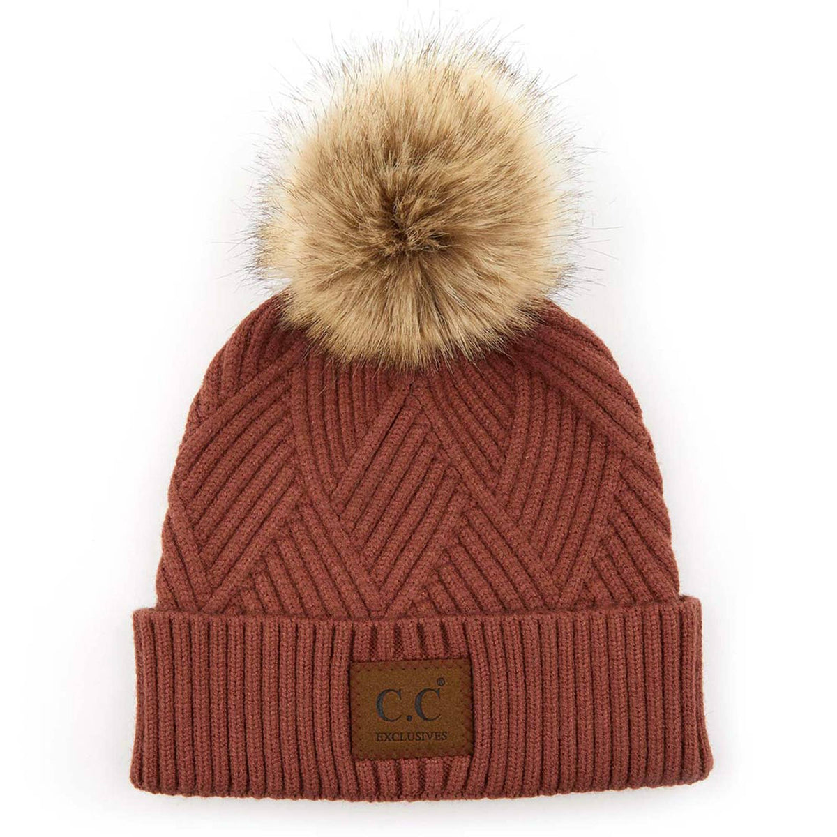 CC Criss-Cross Suede Patch Beanie