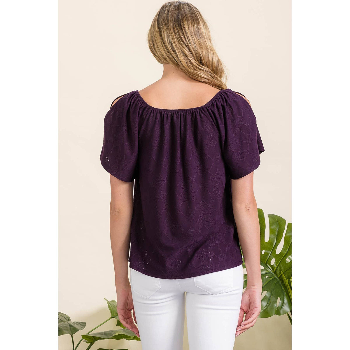 Grace Eyelet Cold Shoulder Top