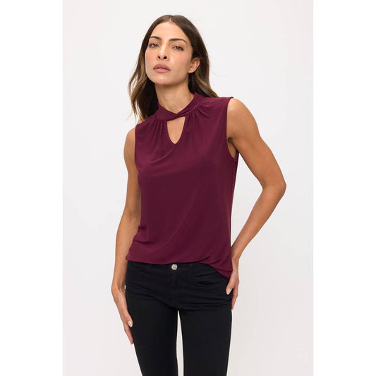 Keyhole Twist Mock Neck
