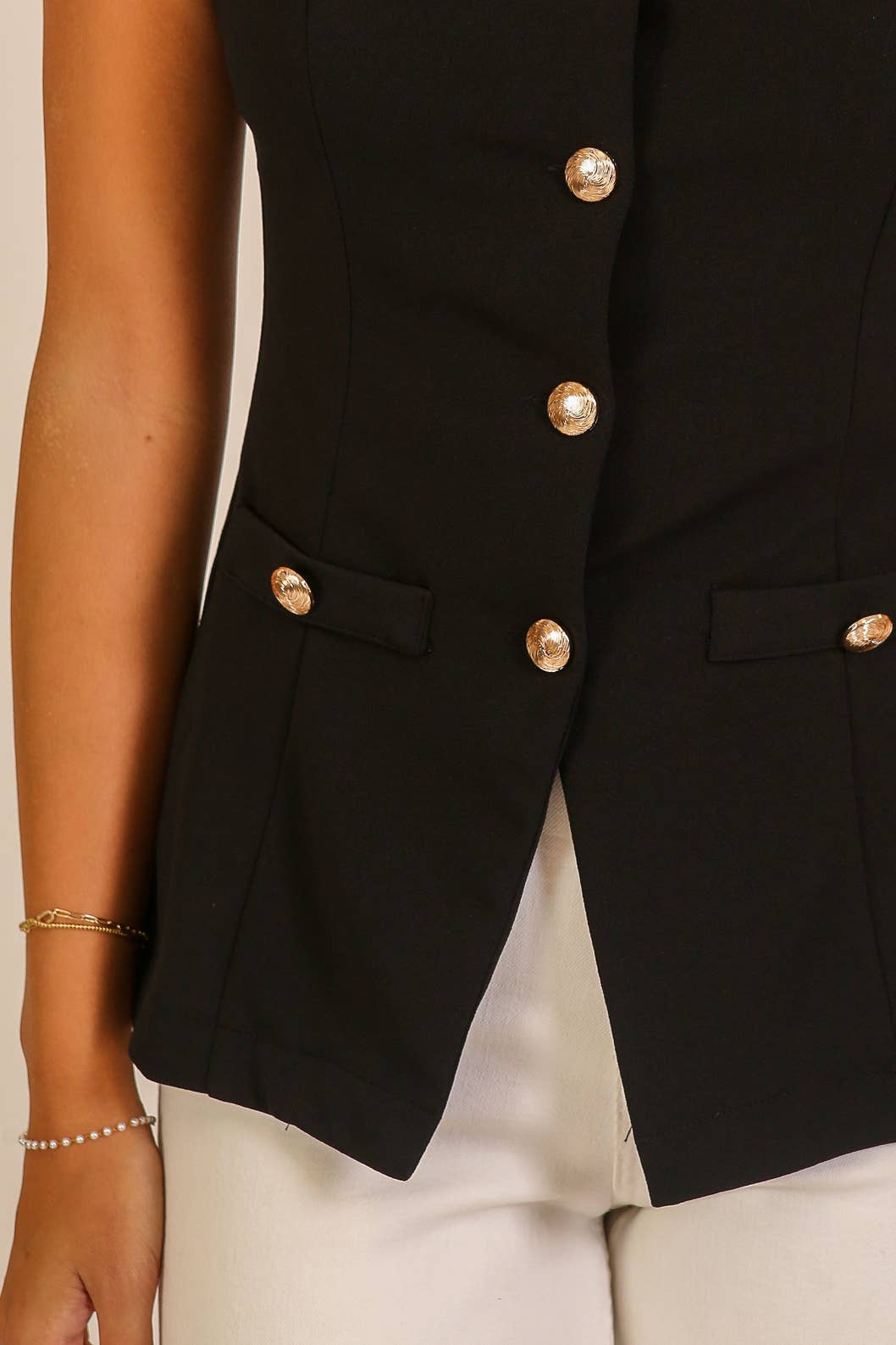 Sleeveless Button Front Vest Top