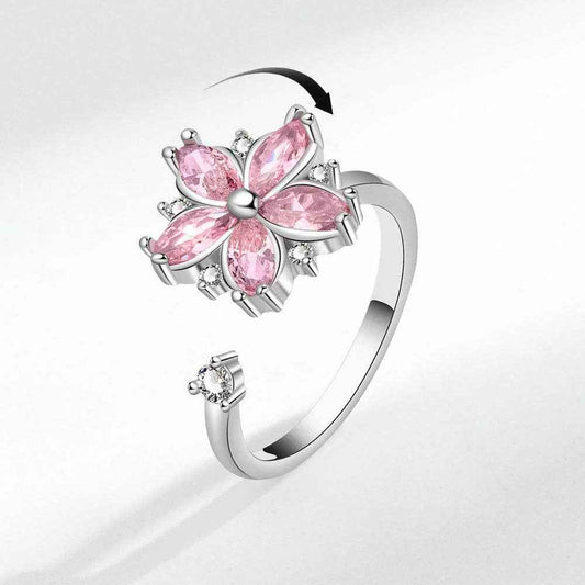 Perimade & Co. LLC - Cherry Blossom Flower Fidget Spinner Ring in Solid Copper