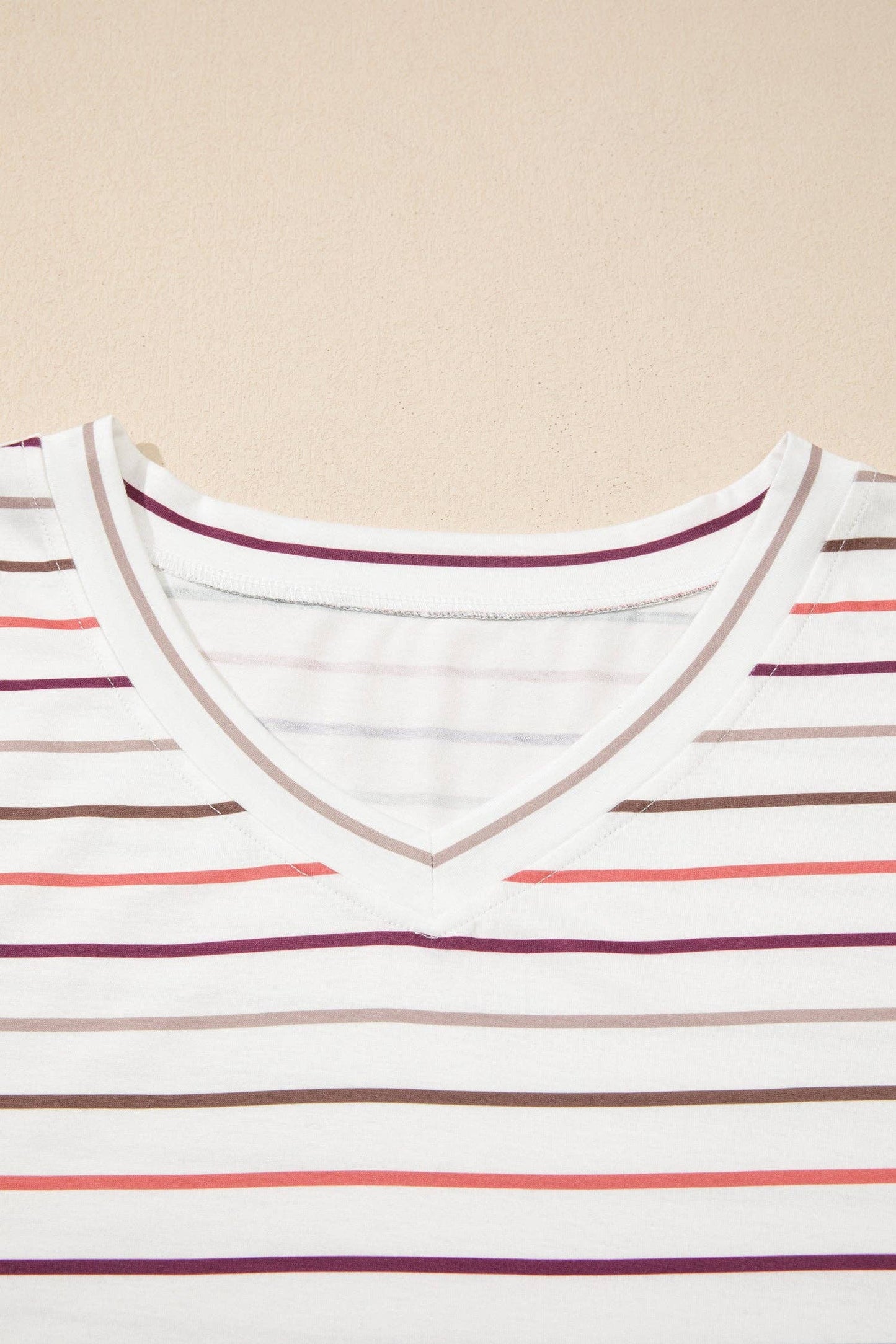 White Stripe V Neck