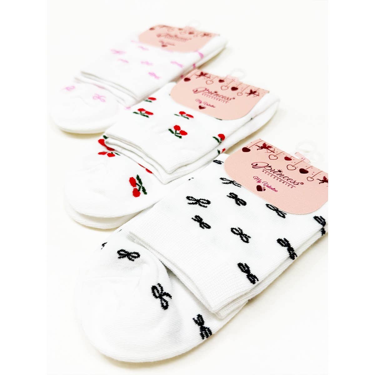 Bow and Cherry Print Everyday Socks - Threads Boutique