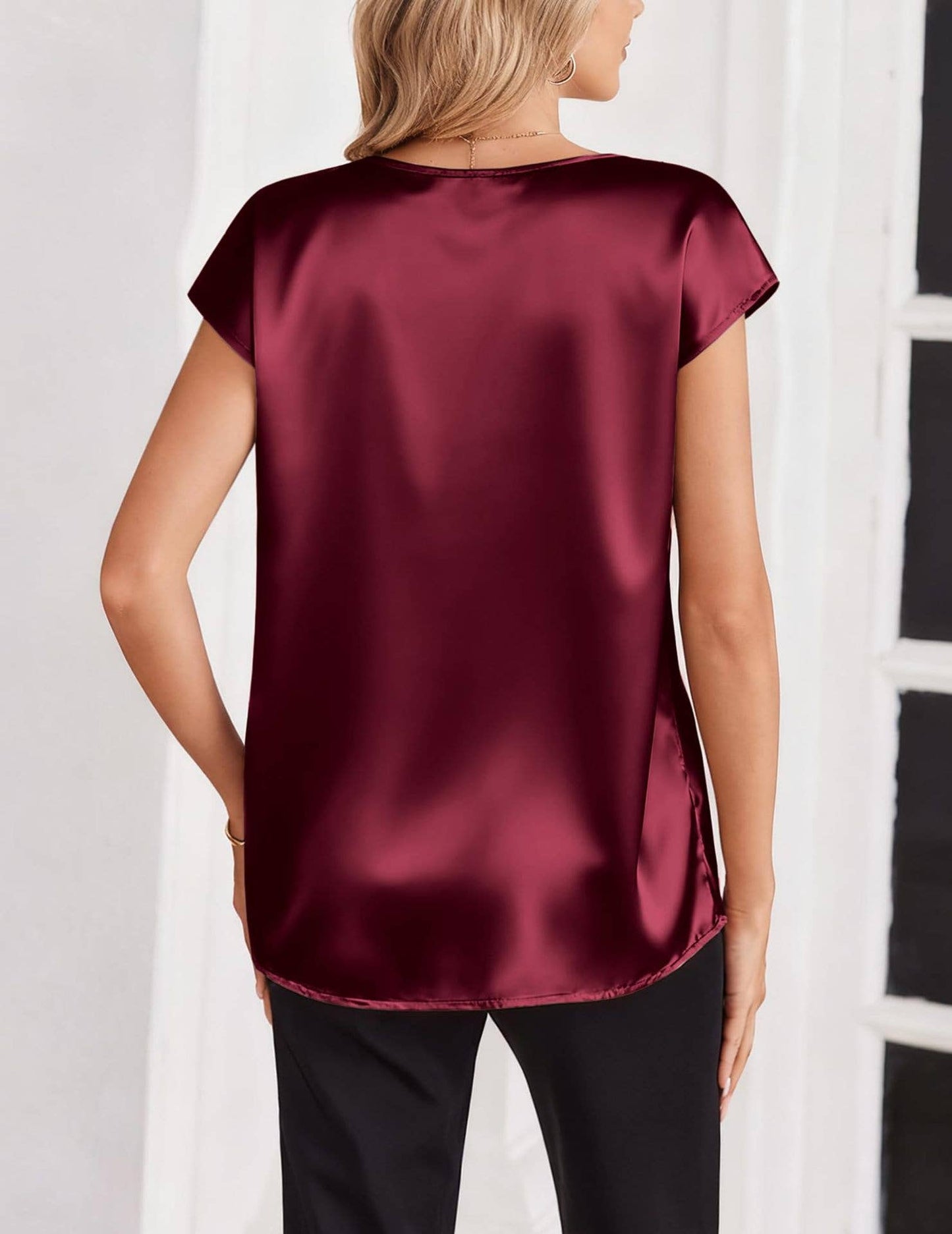 V Neck Satin Blouse