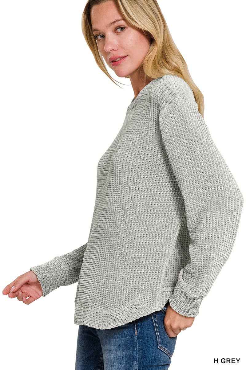 Chenille Waffle Round Neck Sweater