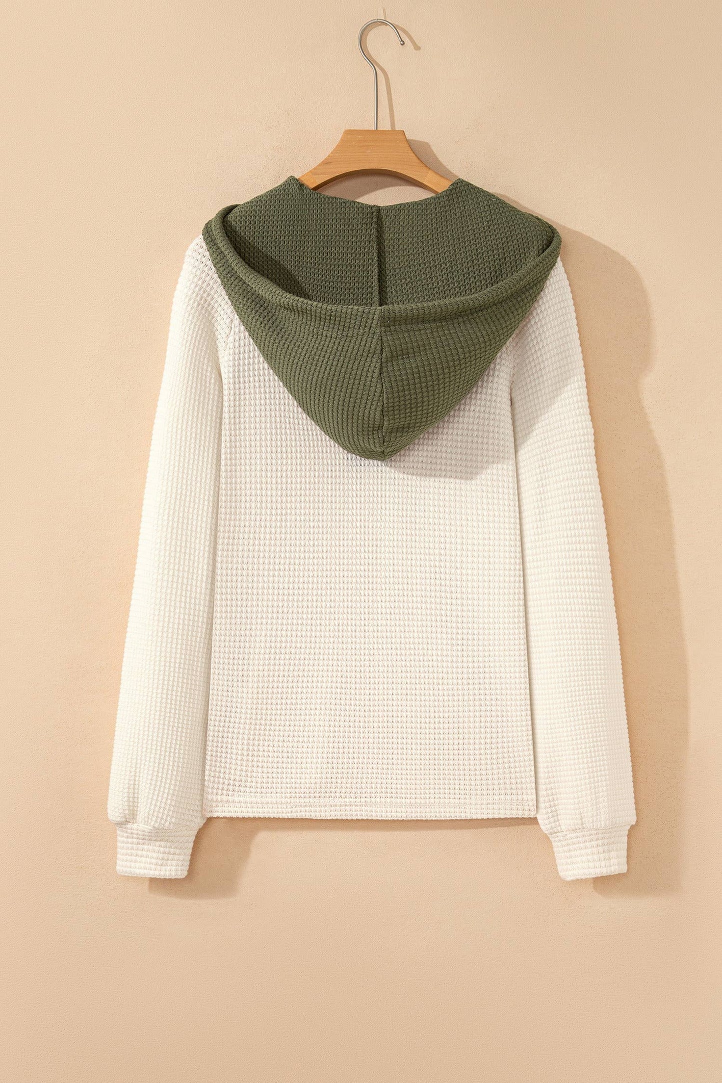 Waffle Contrast Hooded Pullover - Threads Boutique