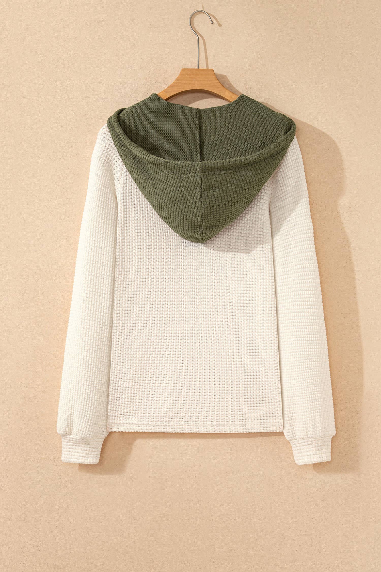 Waffle Contrast Hooded Pullover - Threads Boutique