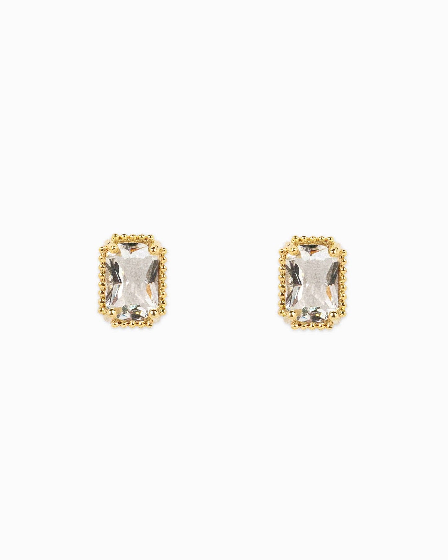 Vintage Style Baguette CZ Post Earrings