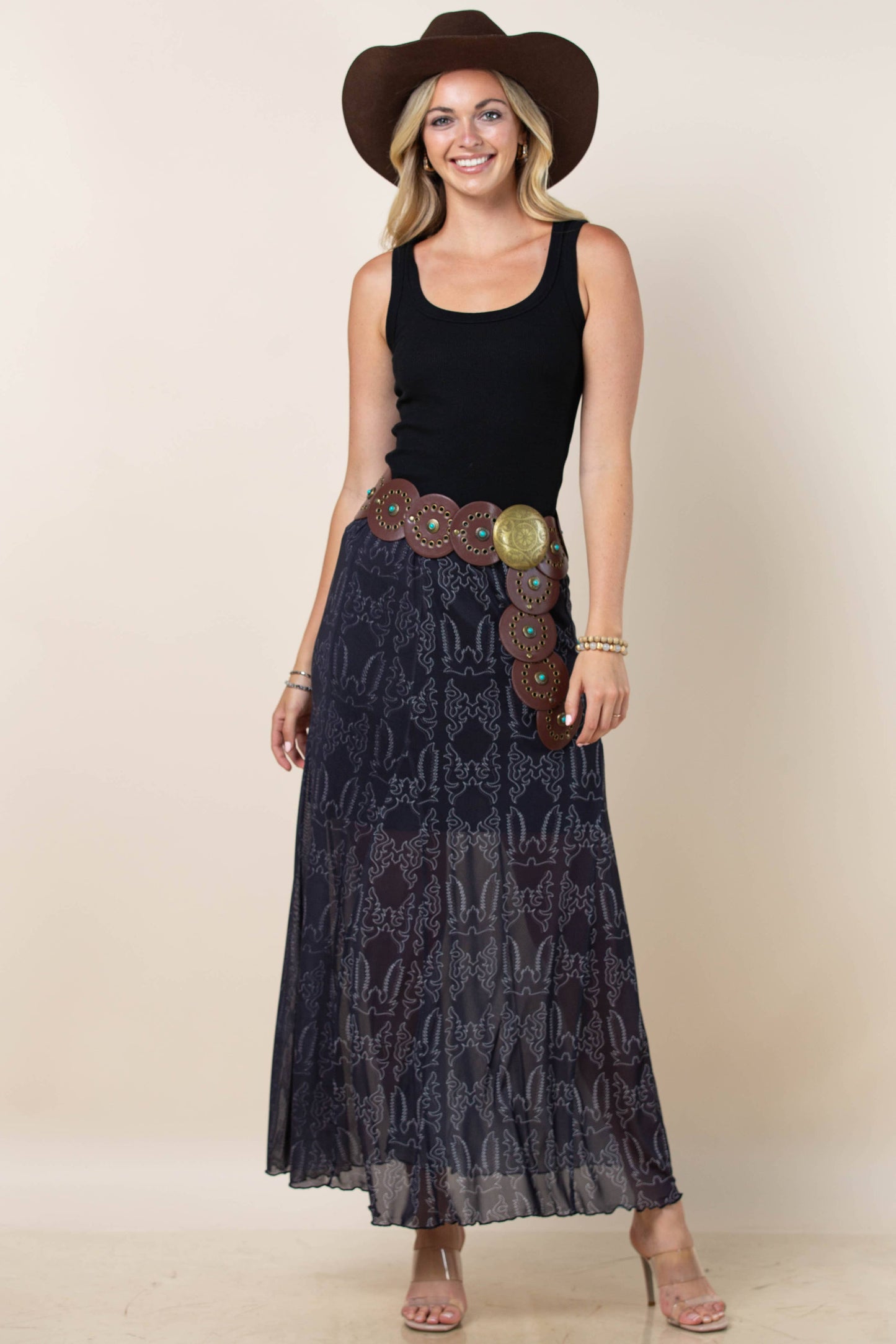 Reese Bootstitch Print A Line Skirt
