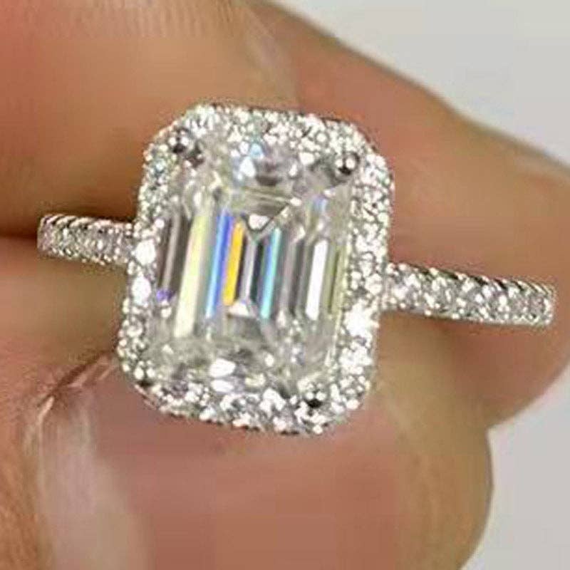 Sugar Cube Moissanite Ring