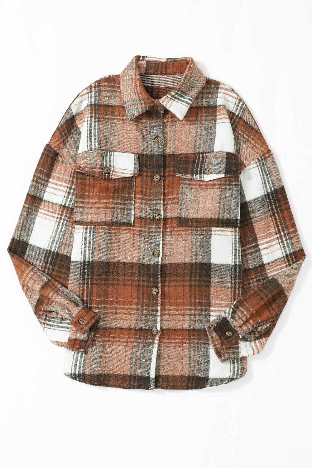 Plaid Flap Pockets Shacket