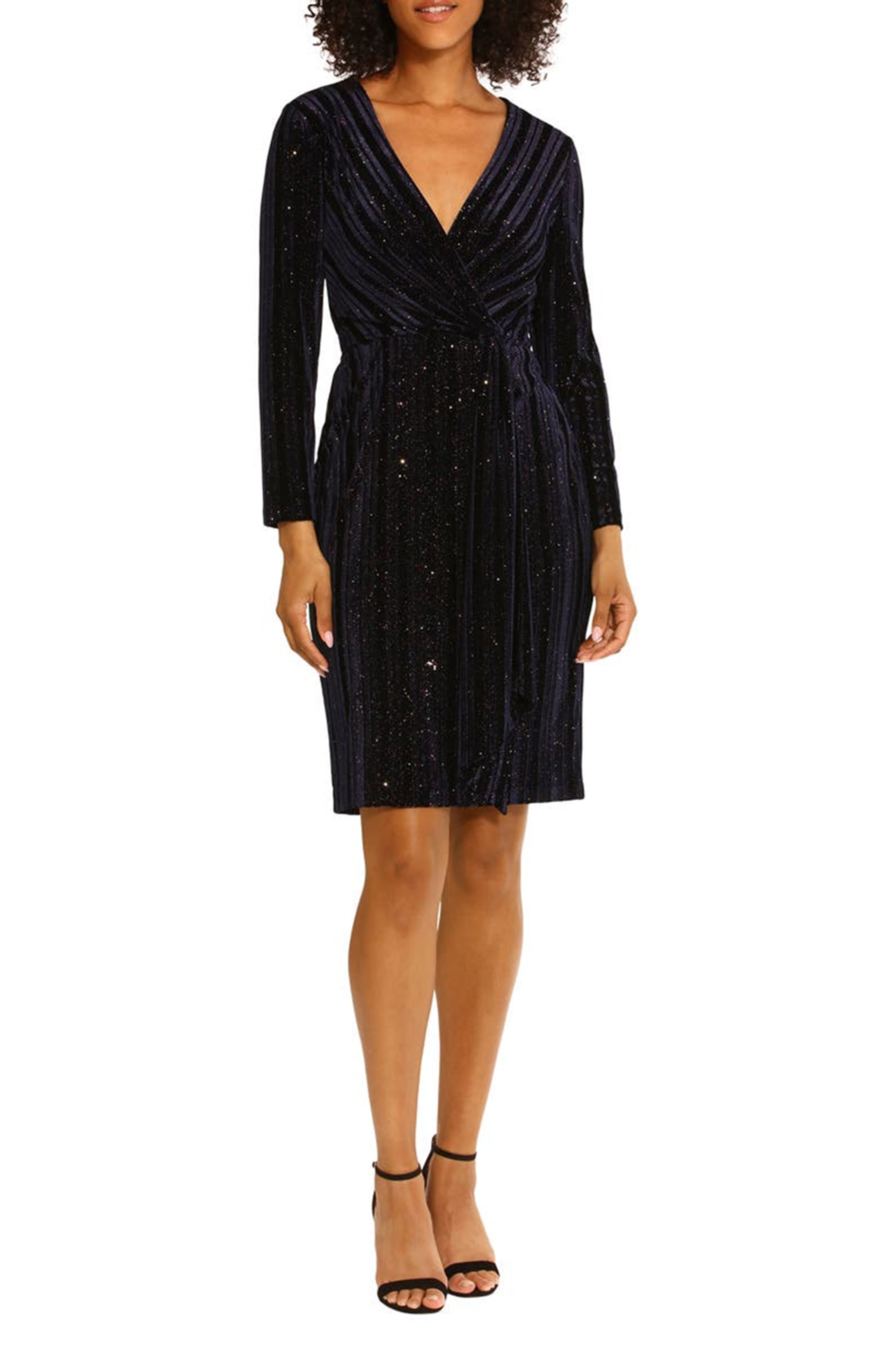 Maggy London Sparkle Faux-Wrap Dress