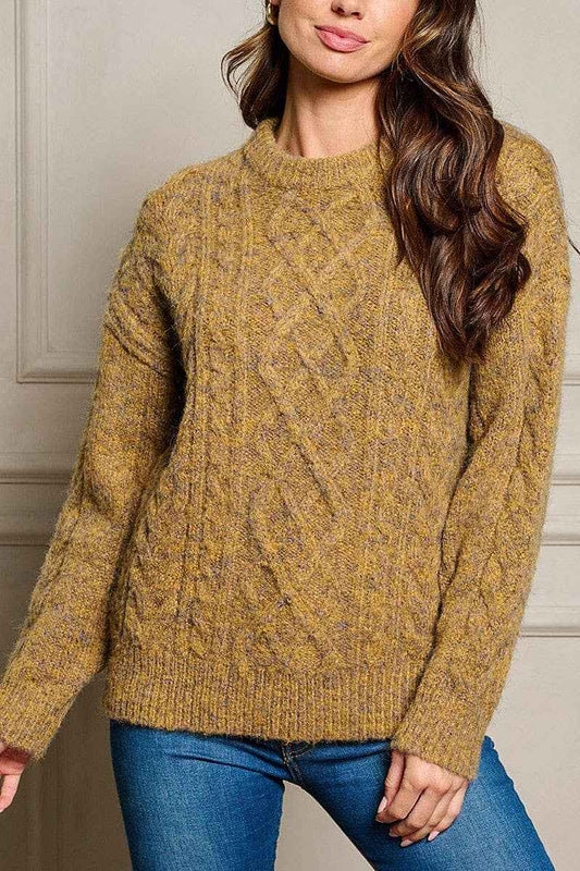 Cable Knit Fuzzy Sweater