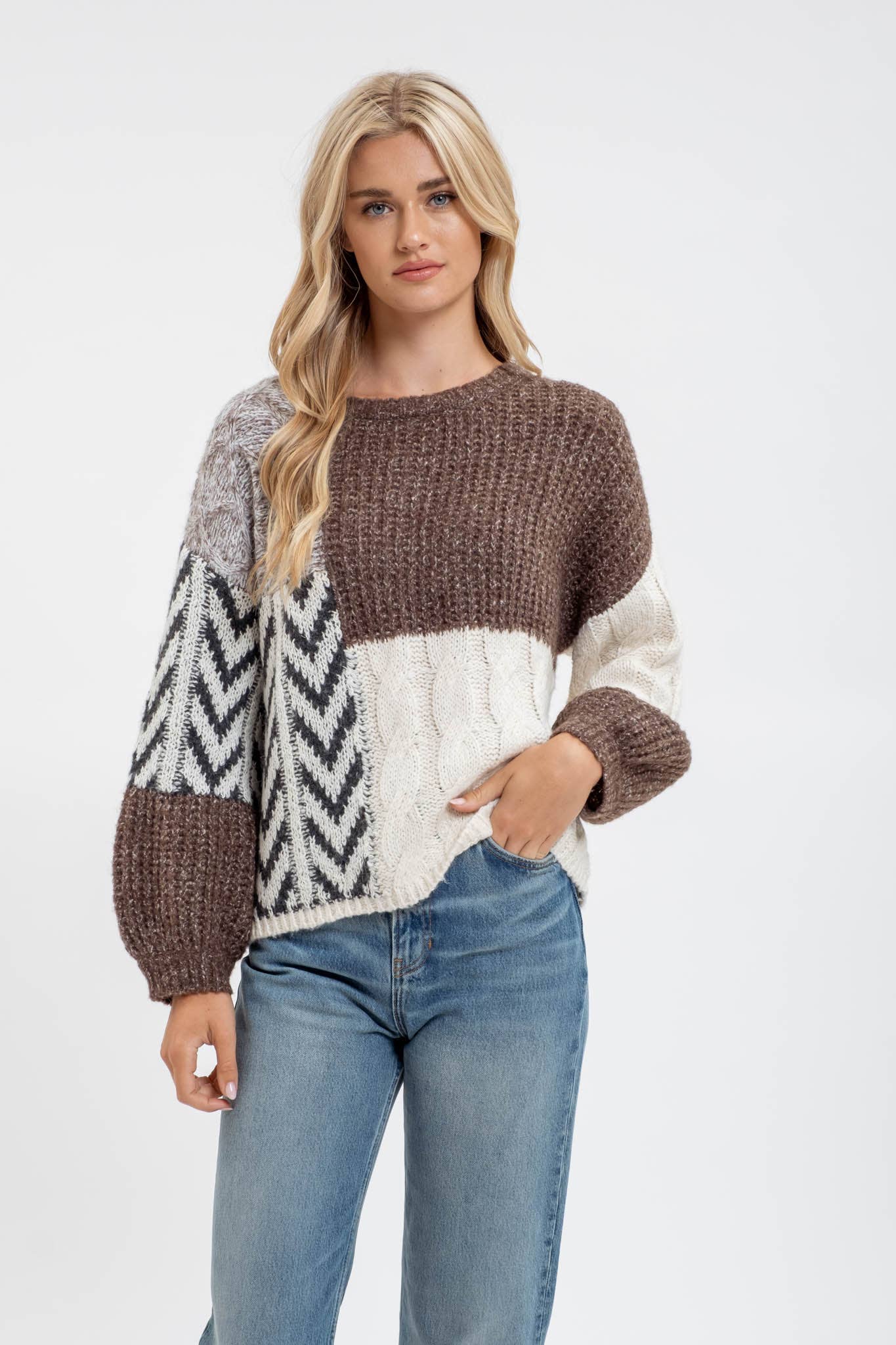 Colorblock Chevron Sweater