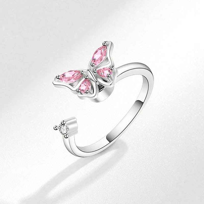 Perimade & Co. LLC - Butterfly Anxiety Fidget Spinner Ring in 925 Sterling Silver