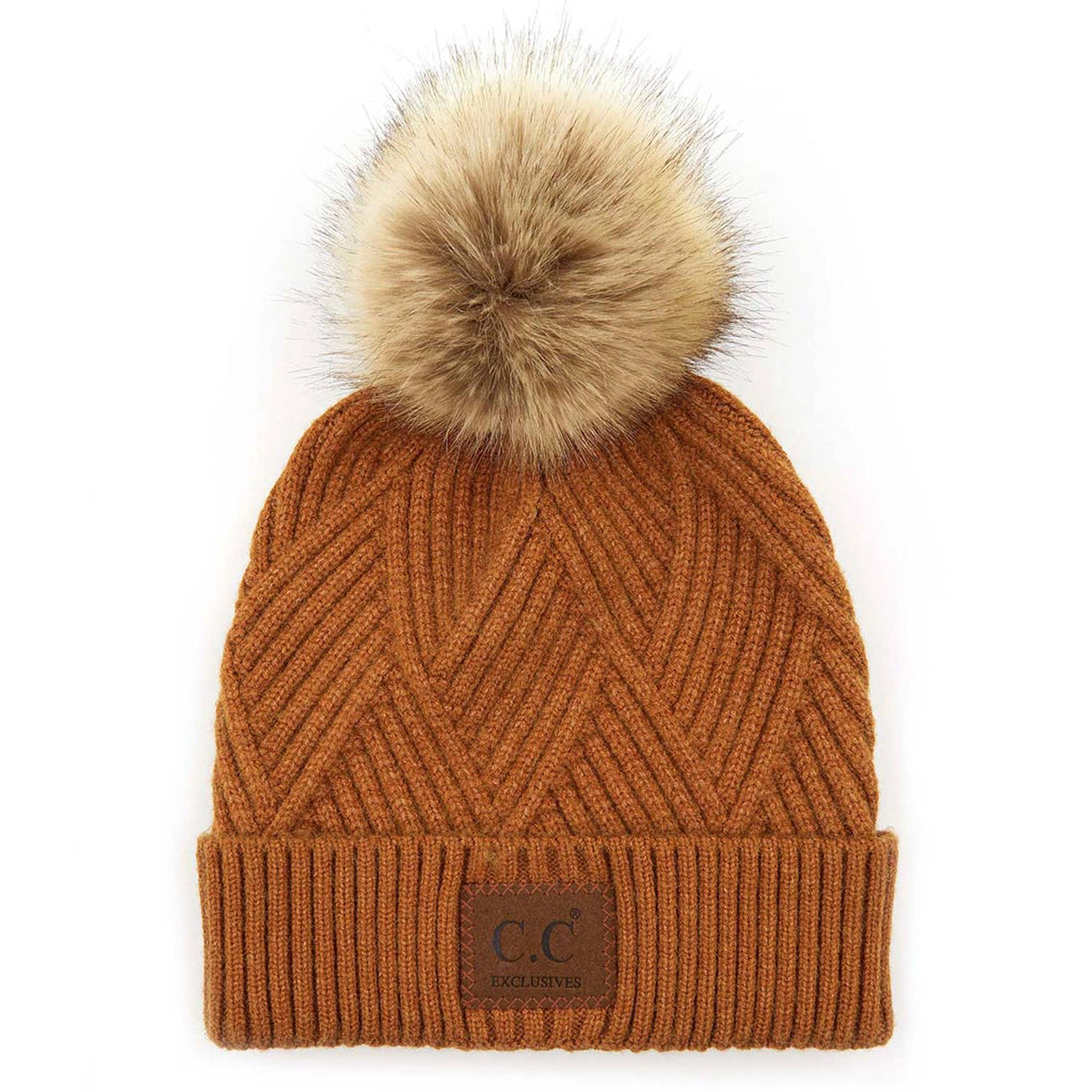 CC Criss-Cross Suede Patch Beanie